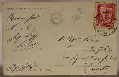 POSTA MILITARE n. 120 M ( AICPM P.1 ) CARTOLINA SOMALIA 11.2.1935 AOI #XP160B
