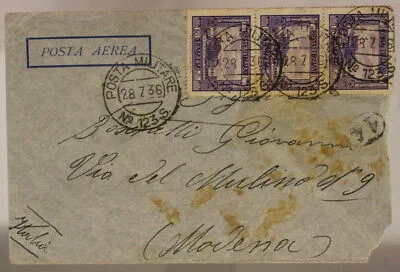 POSTA MILITARE n. 123 ( AICPM P.3 ) BUSTA AFFR.  SOMALIA 28.7.1936 AOI #XP161B
