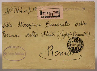 POSTA MILITARE 8° CORPO D’ARMATA 8.12.1916 TIMBRO 58^ SEZIONE SUSSISTENZA #XP219F