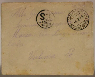POSTA MILITARE DIVISIONE SPECIALE B 4.7.1915 BUSTA CON TIMBRO D’ARRIVO #XP244E