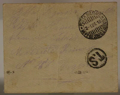 POSTA MILITARE UFFICIO 6° CORPO D’ARMATA 2.7.1915 BUSTA TIMBRO D’ARRIVO #XP216E