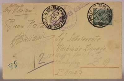 POSTA MILITARE 10° CORPO D’ARMATA 21.12.1917 TIMBRO 52° GRUPPO D’ASSEDIO #XP221G
