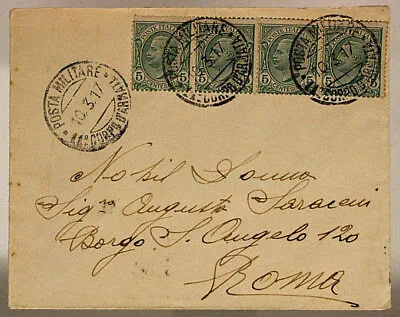 POSTA MILITARE 11° CORPO D’ARMATA 10.3.1917 BUSTA QUARTINA SIGILLO CERA #XP222I