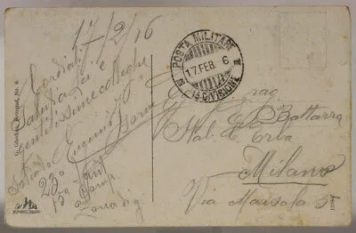 POSTA MILITARE 1^  DIVISIONE 17.2.1916 CARTOLINA #XP245G
