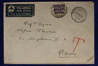 Ufficio Posta Speciale 11 Via Aerea Segnatasse 50 Centesimi 26.12.1938 #XP176