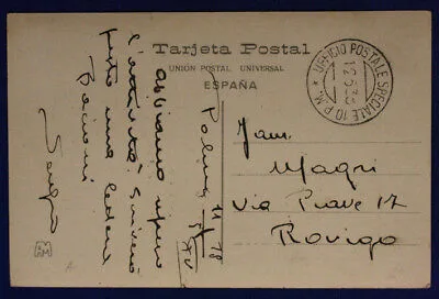 Ufficio Postale Speciale 10 PM  12.5.1938 Palma de Mallorca #XP177
