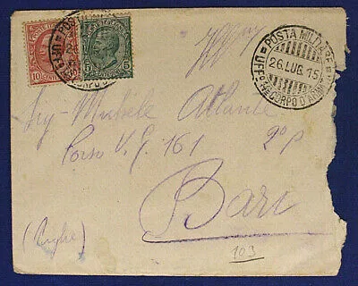 Posta Militare Ufficio 14° Corpo d’Armata 26.07.1915 con Chiudilettera #XP227C