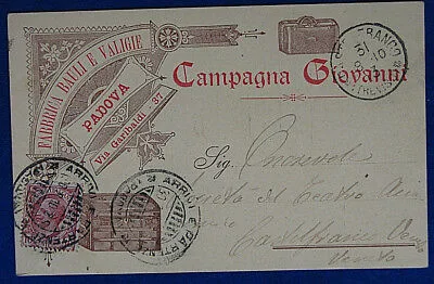 CAMPAGNA GIOVANNI Fabbrica Bauli e Valigie PADOVA 1910  Pubblicitaria f/p #1099