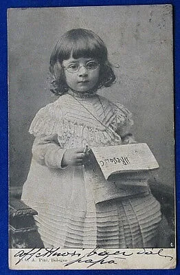 BAMBINA legge il Resto del Carlino   viaggiata 1903  f/p #19832