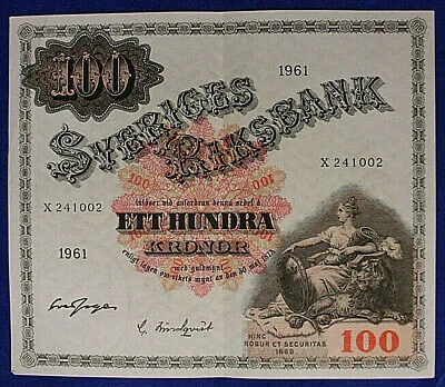 Svezia 100 Kronor SPL 1961 pick#48c #B609
