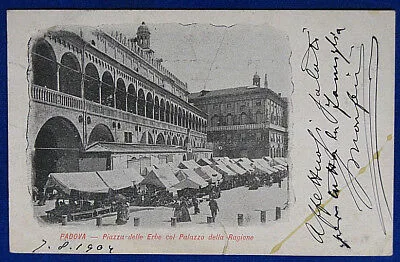 PADOVA Piazza delle Erbe col Palazzo della Ragione animata viag “900 f/p #19923