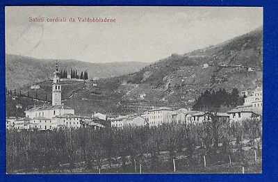 SALUTI CORDIALI DA VALDOBBIADENE Panorama viaggiata 1912 f/p #19934