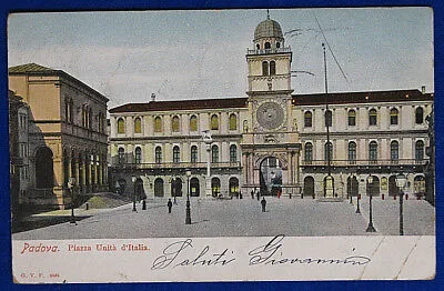 PADOVA Piazza Unità d’Italia viaggiata animata 1904 f/p #20053