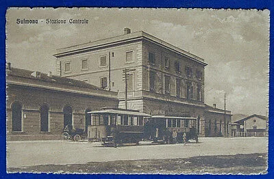 SULMONA Stazione Centrale tram carrozza animata no viagg anni 10/20 f/p #20032