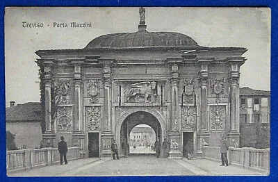 TREVISO Porta Mazzini animata no viaggiata anni 10 f/p #20022