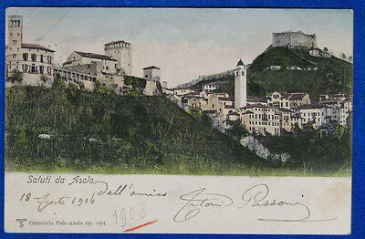 SALUTI DA ASOLO Panorama viaggiata 1906 f/p #20115