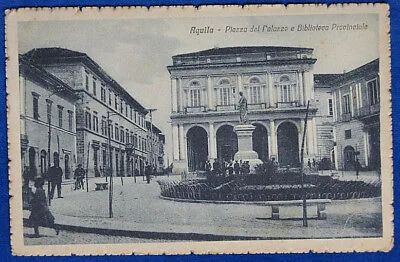 AQUILA Piazza del Palazzo e Biblioteca animata no viaggiata anni 10 f/p #20156