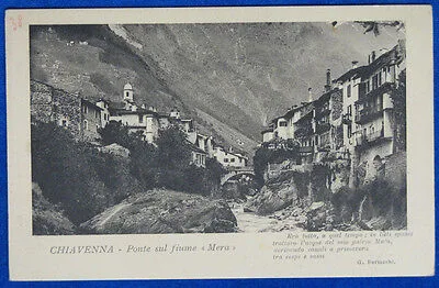 CHIAVENNA Ponte sul fiume MERA no viaggiata anni 10 f/p #20248