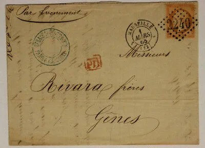 Storia Postale 40 Centesimi 1866 da Mariglia a Genova #SP110