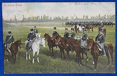 SOLDATI In Piazza d’Armi CAVALLERIA viaggiata  1904  f/p #19145