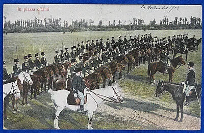 SOLDATI In Piazza d’Armi CAVALLERIA SCHIERATA viagg 1904 f/p #19134