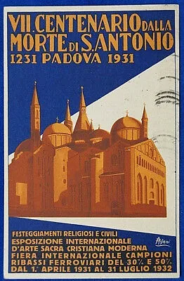 PADOVA VII° Centenario Morte S. Antonio ill. PISANI viaggiata 1958 f/p #19155