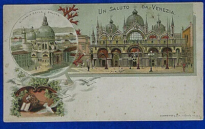 UN SALUTO  DA VENEZIA no viaggiata fine 800 f/p #19163