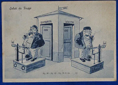 SALUTI DA FIUGGI Umoristica  illustrata  FG pubblicitaria viaggiata 1953 #19422