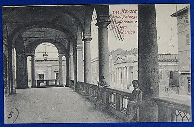 NOVARA Portici Piazza del Mercato e Barriera Albertina anim viagg 1902 f/p #19069