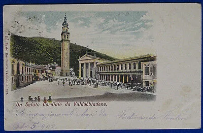 UN SALUTO CORDIALE DA VALDOBBIADENE animata viaggiata 1902 f/p #19654