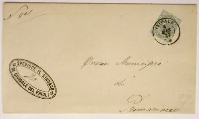 Storia Postale Regno 5 Centesimi 1877 Cividale – Premariacco Frammento #SP20