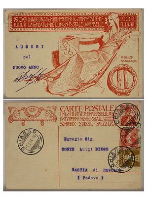 SVIZZERA CARTOLINA MONUMENTO FONDAZ. UNIONE POSTALE UNIVERSALE 1910 fp #12257
