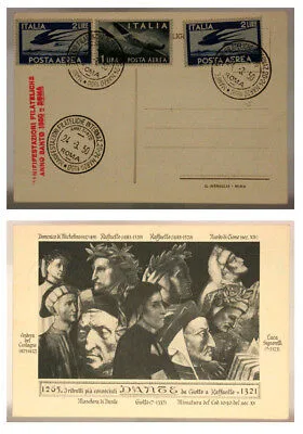 CARTOLINA CON ANNULLO MANIFESTAZIONI FILATELICHE 1950 Dante FG #17108