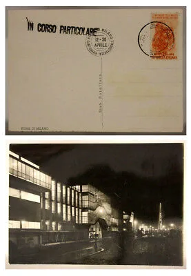 CARTOLINA CON ANNULLO DELLA FIERA DI MILANO 1952 FG PALAZZO DELLE NAZIONI #17748