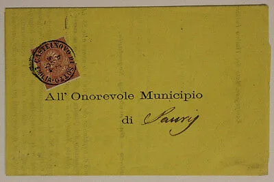 Manifesto Reggio Emilia Comune Campegine 2 Centesimi 1874 viaggiato #SP39
