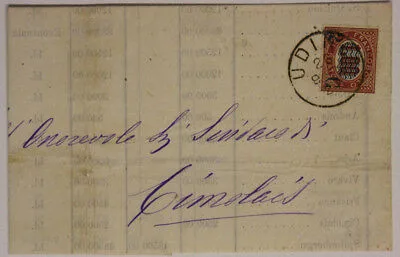 Storia Postale 2 Centesimi su 1 Lira 18 ?? Udine – Cimolais Lettera #SP45