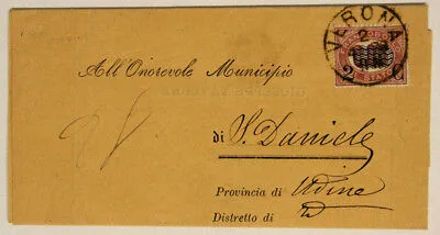 Storia Postale 2 Centesimi su 5 1879 da Verona a San Daniele del Friuli Udine #SP102