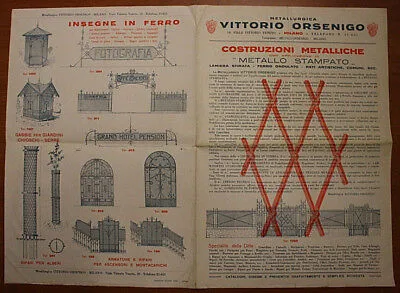 VOLANTINO PUBBLICITARIO METALLURGICA ORSENIGO MILANO ANNI 20/30 #121