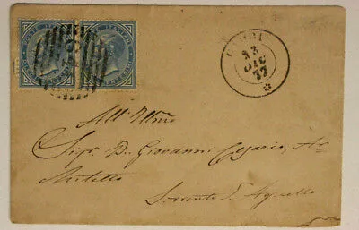 Storia Postale Busta Coppia da 10 Centesimi 1877 da Capri a Sorrento #SP192