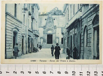 TERAMO CORSO DEL TRIVIO E DUOMO ANIMATA VIAGGIATA 1930 #2257