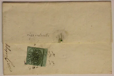Storia Postale Stato Pontificio 1 Baiocco Baj 1854 da ?? a Bologna #SP92