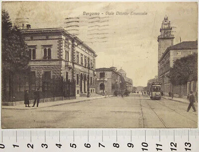 BERGAMO VIALE VITTORIO EMANUELE ANIMATA VIAGGIATA 1929 #18026