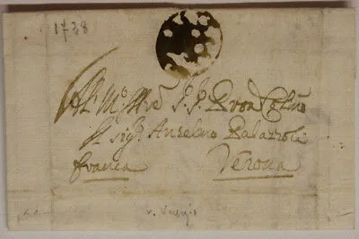 Storia Postale Lettera Pre Filatelica 1738 da Albino  Bergamo  a Verona #SP222