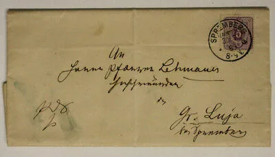 Storia Postale Lettera 5 Pfennig  1889 da Frankfurt a Spremberg #SP149