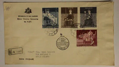 Storia Postale San Marino 50-80-90-180 Lire1969 Ufficio Filatelico a Milano #161