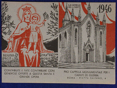 Calendarietto RELIGIOSO CAPPELLA MONUMENTALE CADUTI DI GUERRA 1946 #SP231