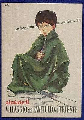 ILLUSTRATA Brini E. VILLAGGIO DEL FANCIULLO TRIESTE NO VIAGG FG ANNI 50 #15539