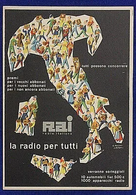 PUBBLICITARIA RAI RADIO ITALIANA ILLUSTRATA NON VIAGGIATA FG ANNI 50 #15541