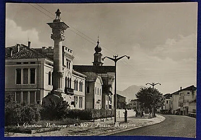 SANTA GIUSTINA BELLUNESE PIAZZA MAGGIORE VIAGGIATA FG ANNI 50 #15569