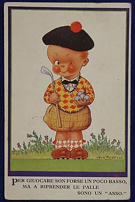 ILLUSTRATA VERA PATTERSON bambino gioca a golf NON VIAGGIATA fp #142